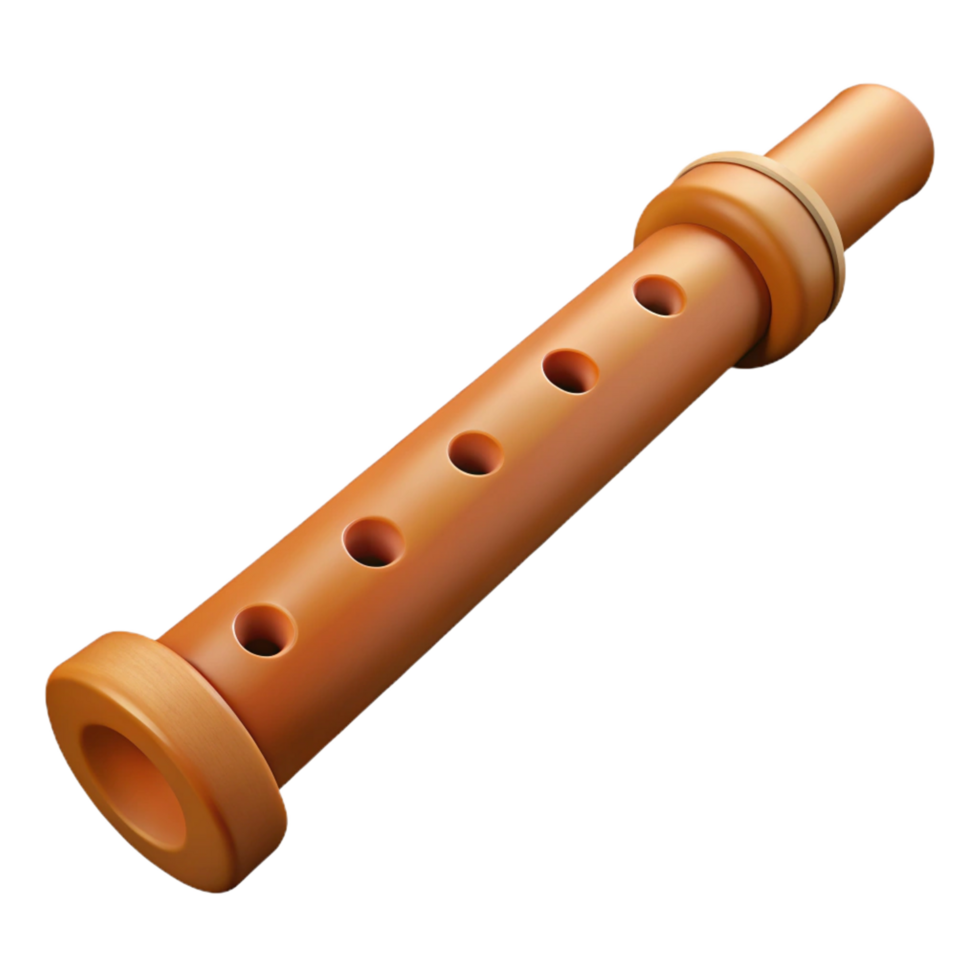 serene traditional A flute, wooden, with finger holes original png
