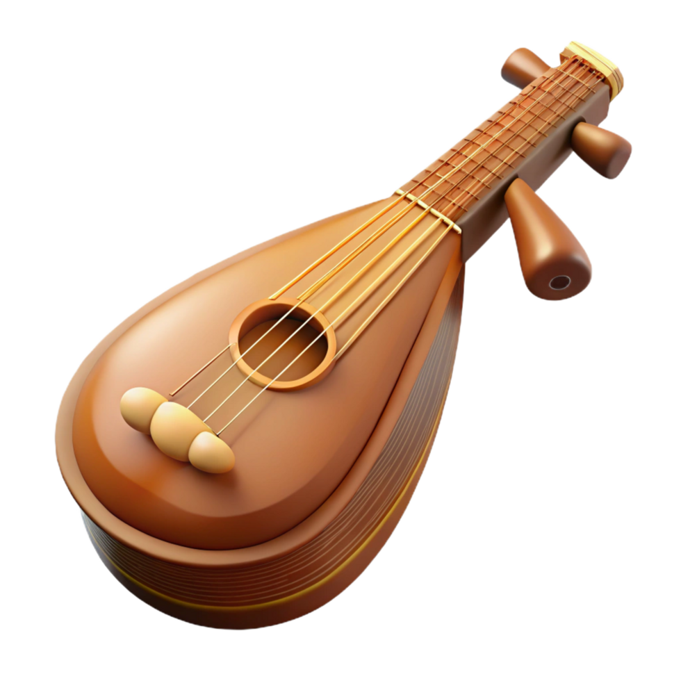 stunning minimalist A lute, wooden, with strings original png