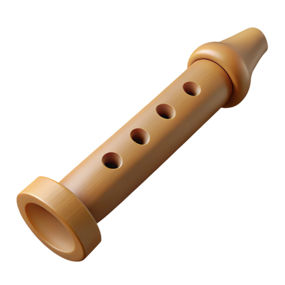 elegant traditional A flute, wooden, with finger holes high resolution png