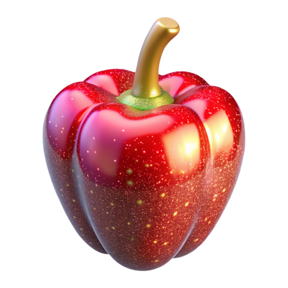 serene artistic Single Red Pepper Front View Transparent Background genuine png