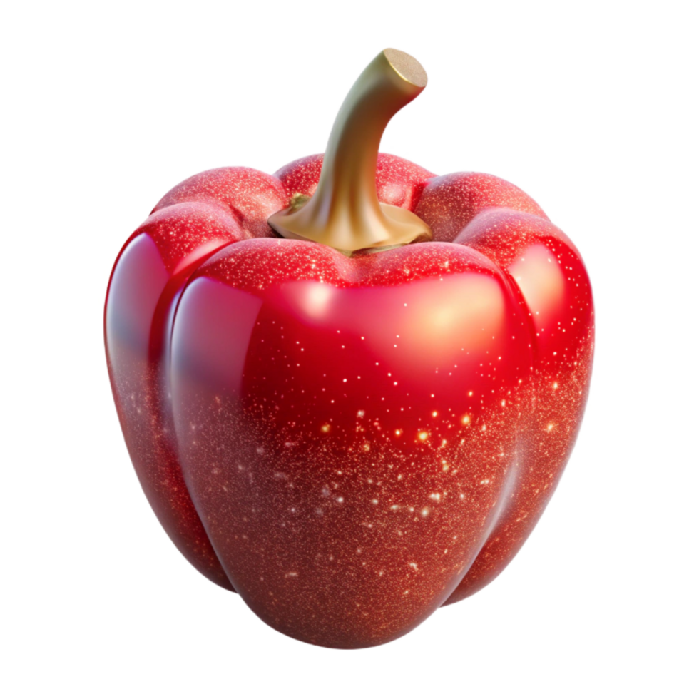 dramatic abstract Single Red Pepper Front View Transparent Background authentic png