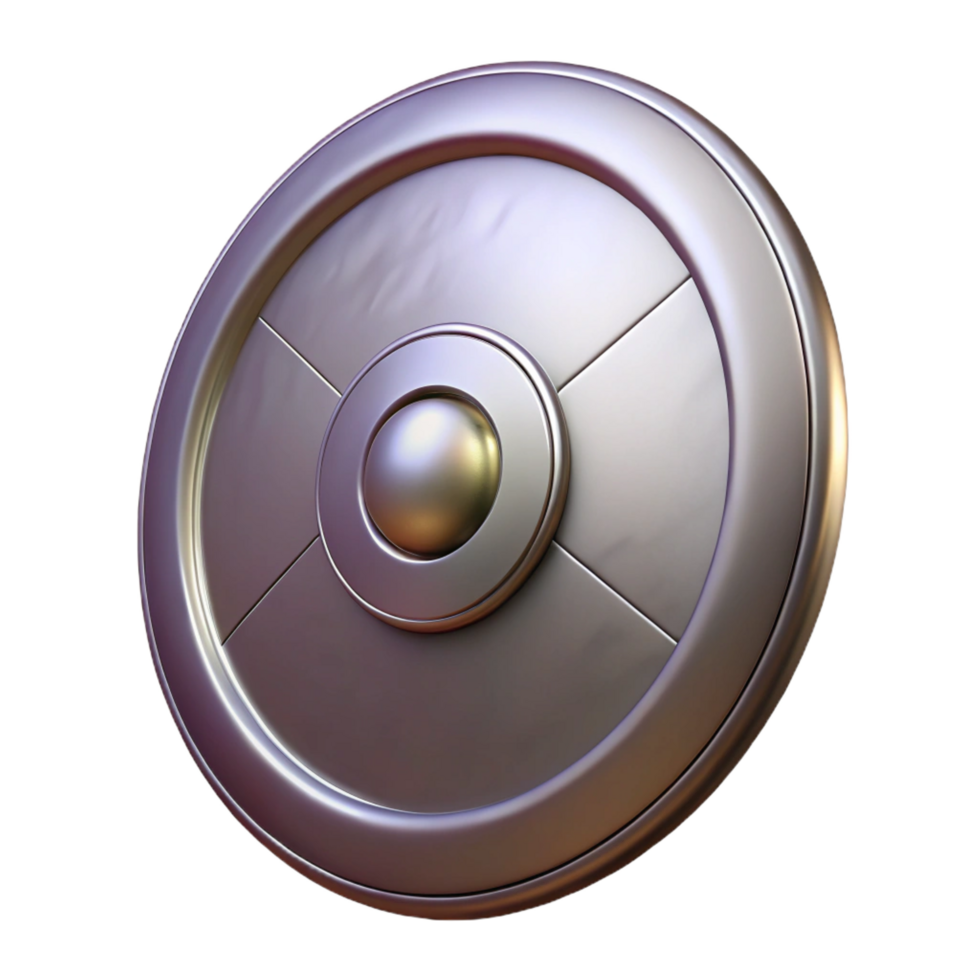 magnificent abstract A shield, round, metallic, with a central boss high quality png