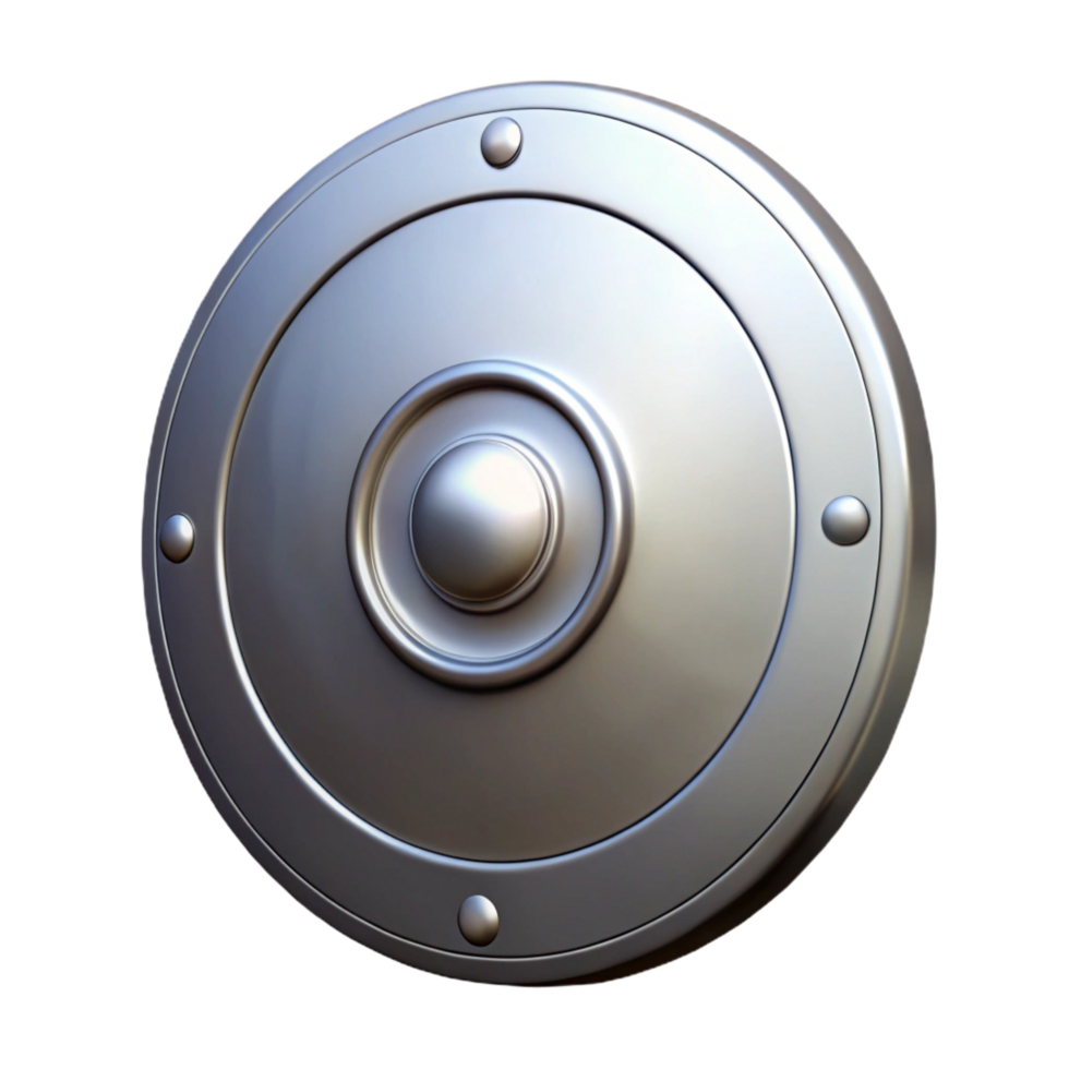 vibrant modern A shield, round, metallic, with a central boss original png