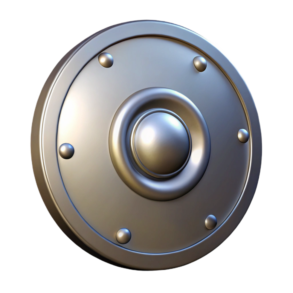extraordinary modern A shield, round, metallic, with a central boss premium png