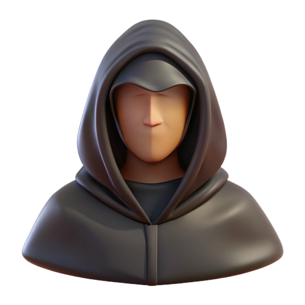 wonderful traditional A hooded cloak, dark, concealing the wearer's face exclusive png