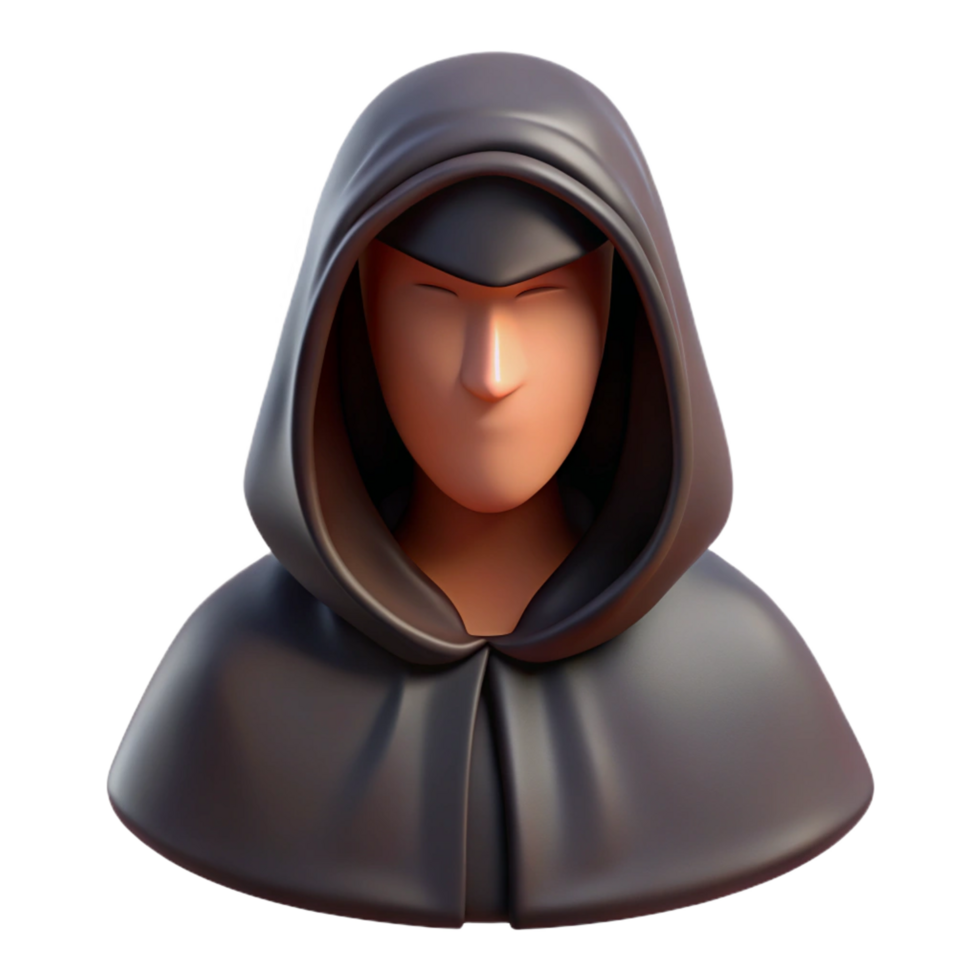 magnificent classic A hooded cloak, dark, concealing the wearer's face detailed png
