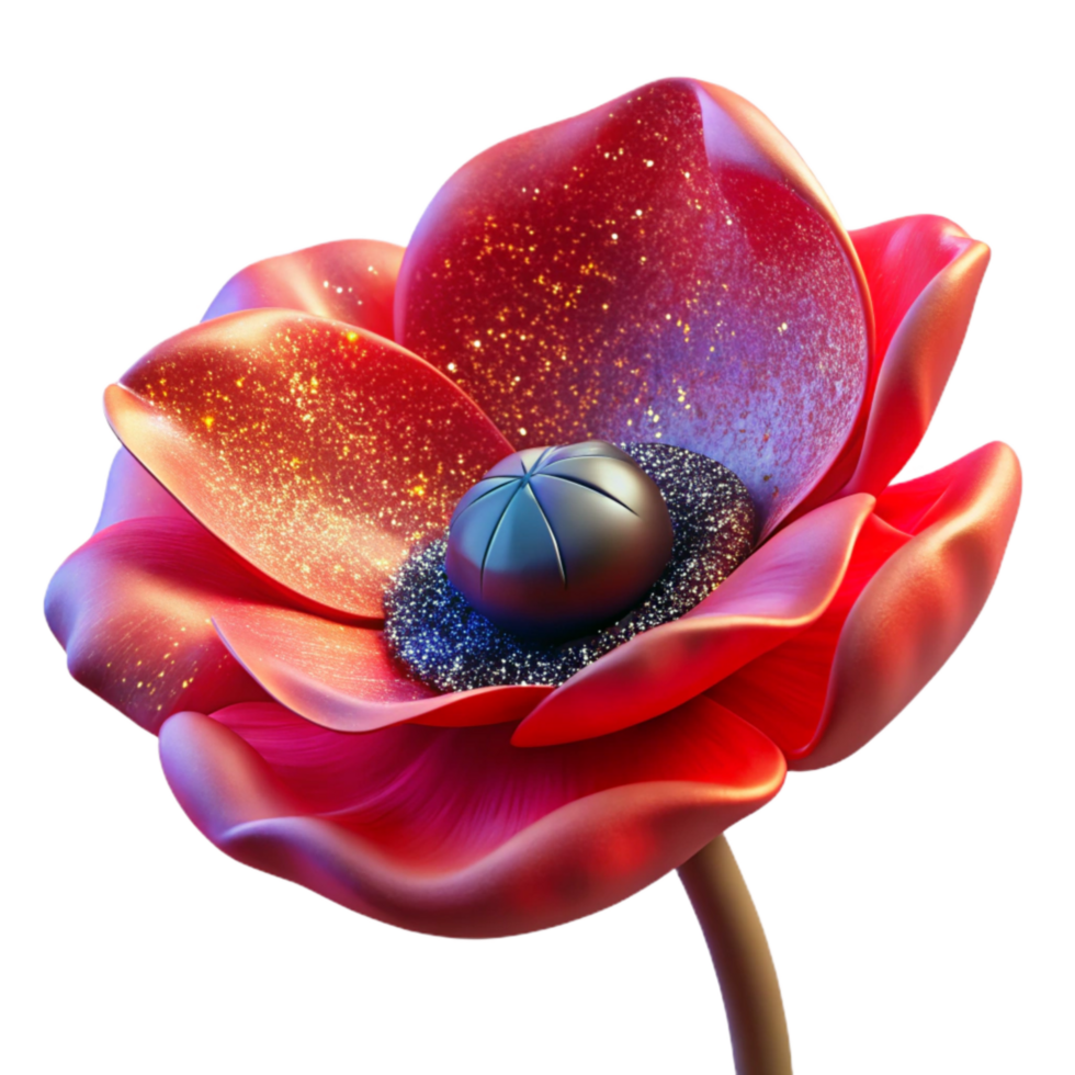 serene classic Single Red Poppy Flower Front View Isolated Element high quality png