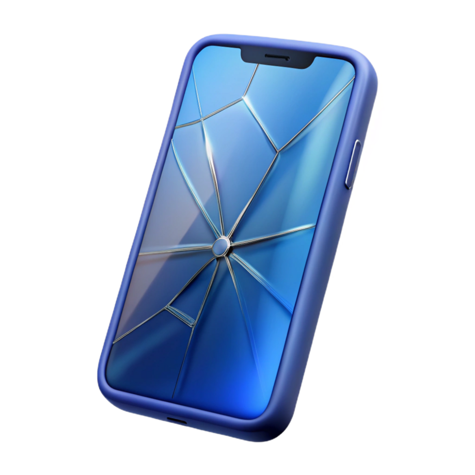 vibrant creative Smartphone with cracked screen exclusive png