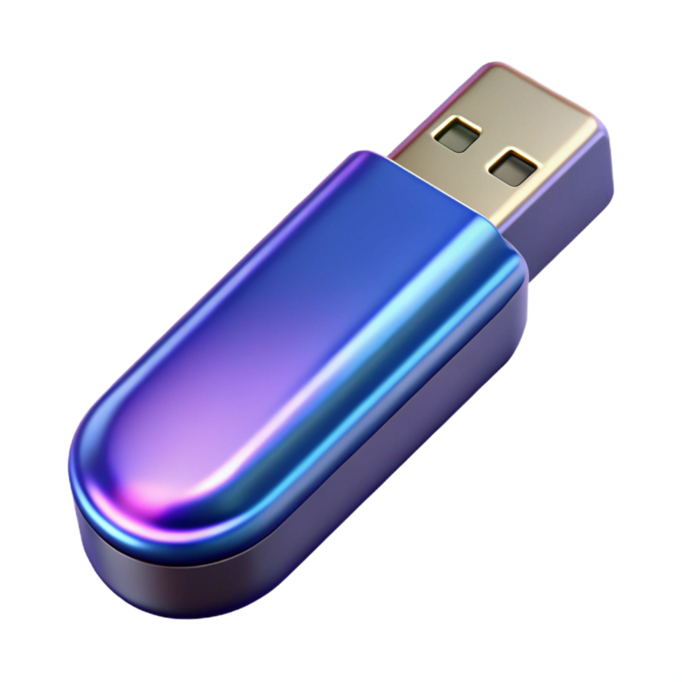 vibrant artistic USB flash drive with metallic finish original png
