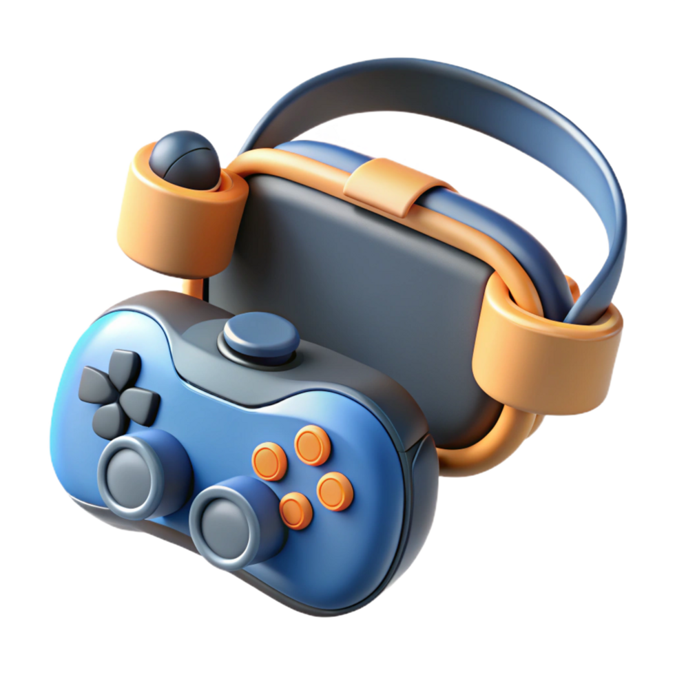 dramatic modern VR headset with controllers exclusive png