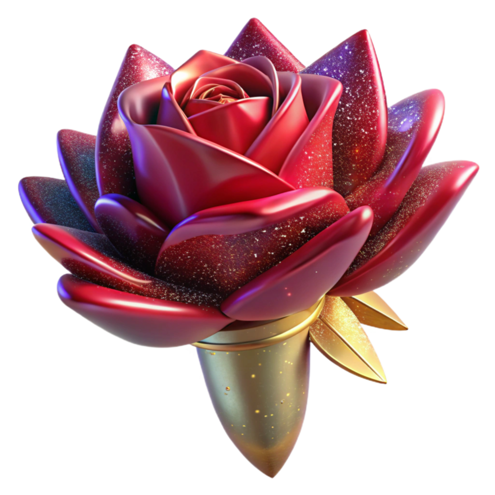 elegant abstract Single Red Rose with Thorns Isolated on Transparent Background genuine png