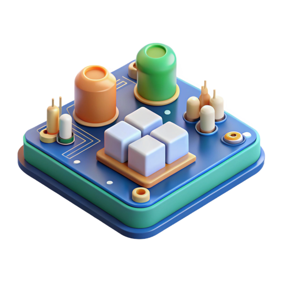 serene rustic Circuit board with components detailed png