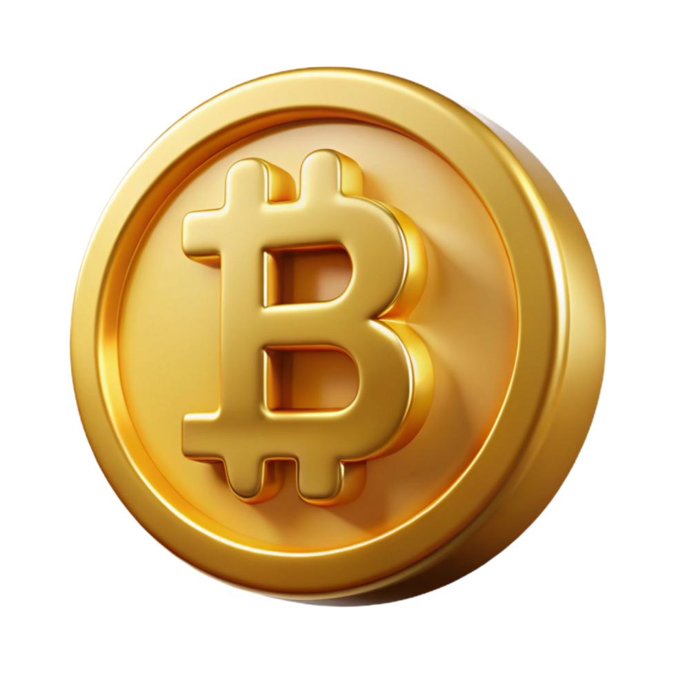 impressive minimalist Bitcoin with gold texture 4K png