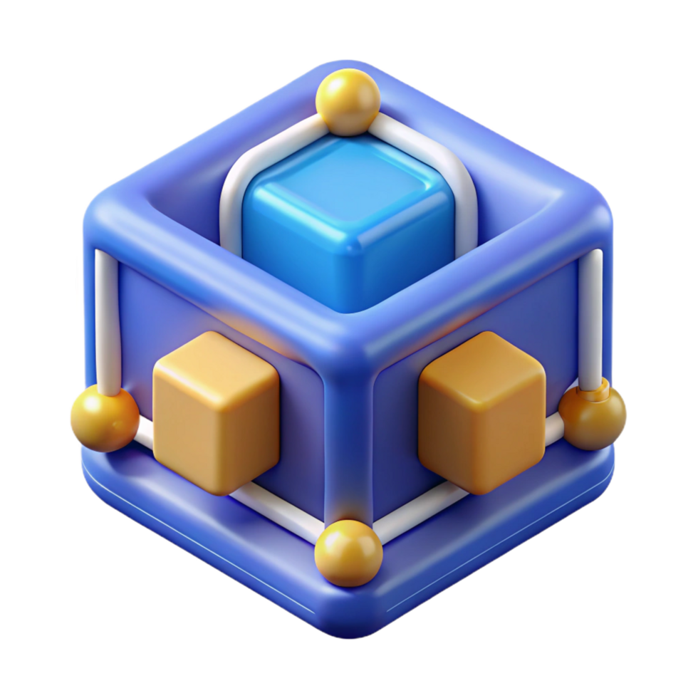 beautiful abstract Blockchain technology cube icon genuine png