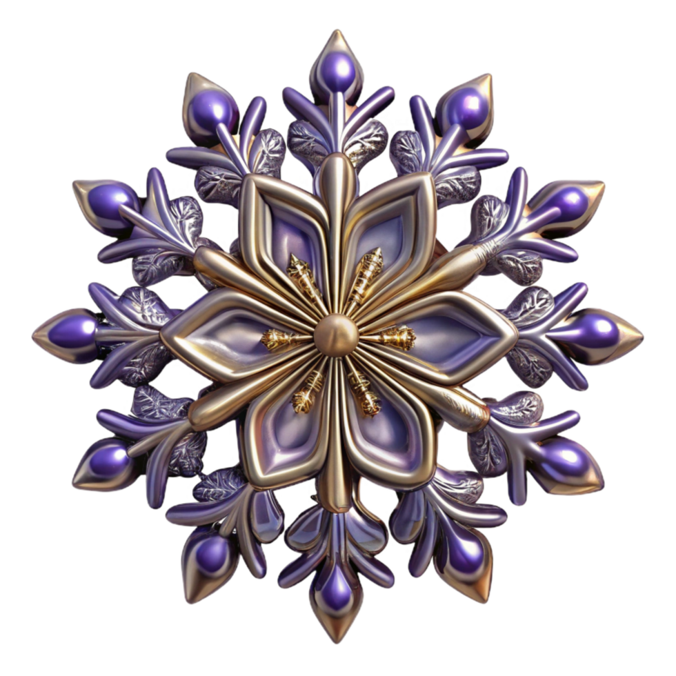 vibrant creative Single Snowflake Intricate Design Isolated Cutout high resolution png