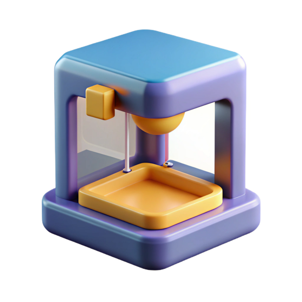 serene minimalist 3D printer printing a small object detailed png