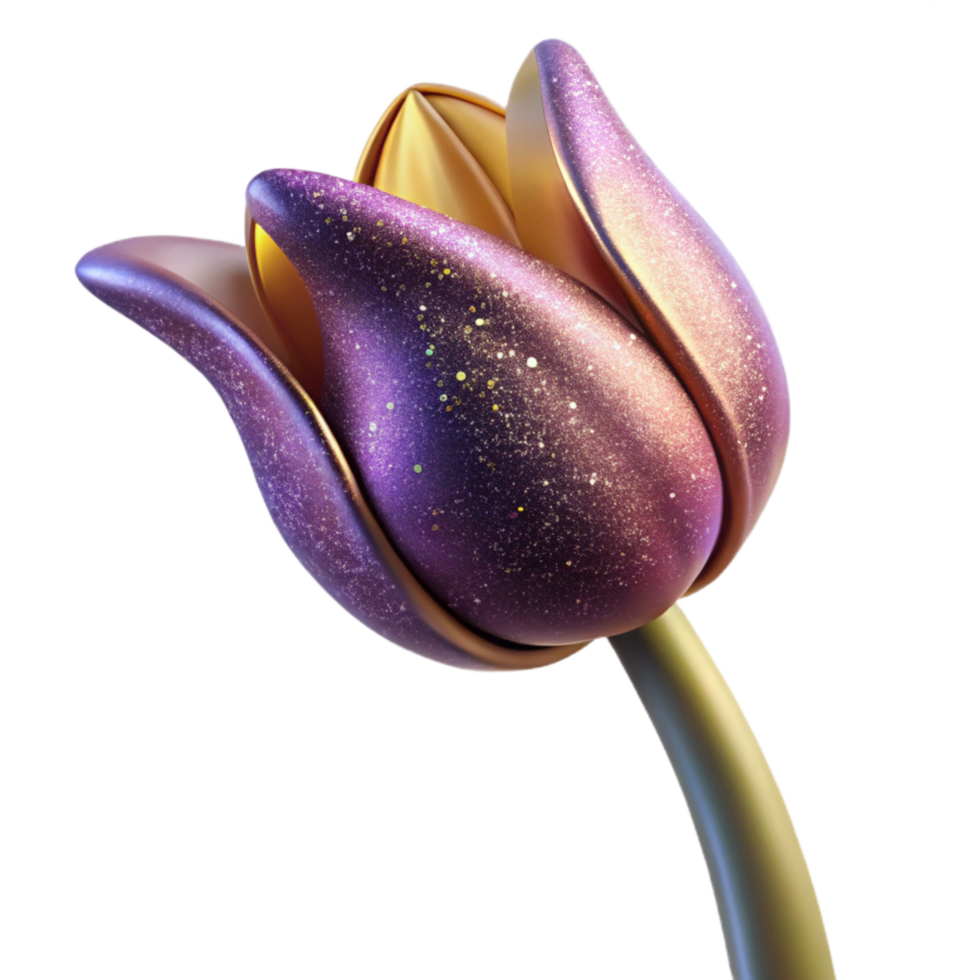 dramatic vintage Single Tulip Stem Bent View Isolated professional png