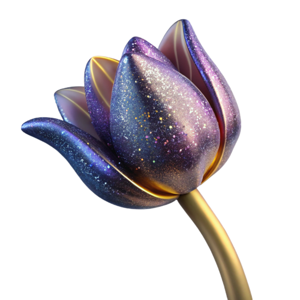 wonderful vintage Single Tulip Stem Bent View Isolated high quality png