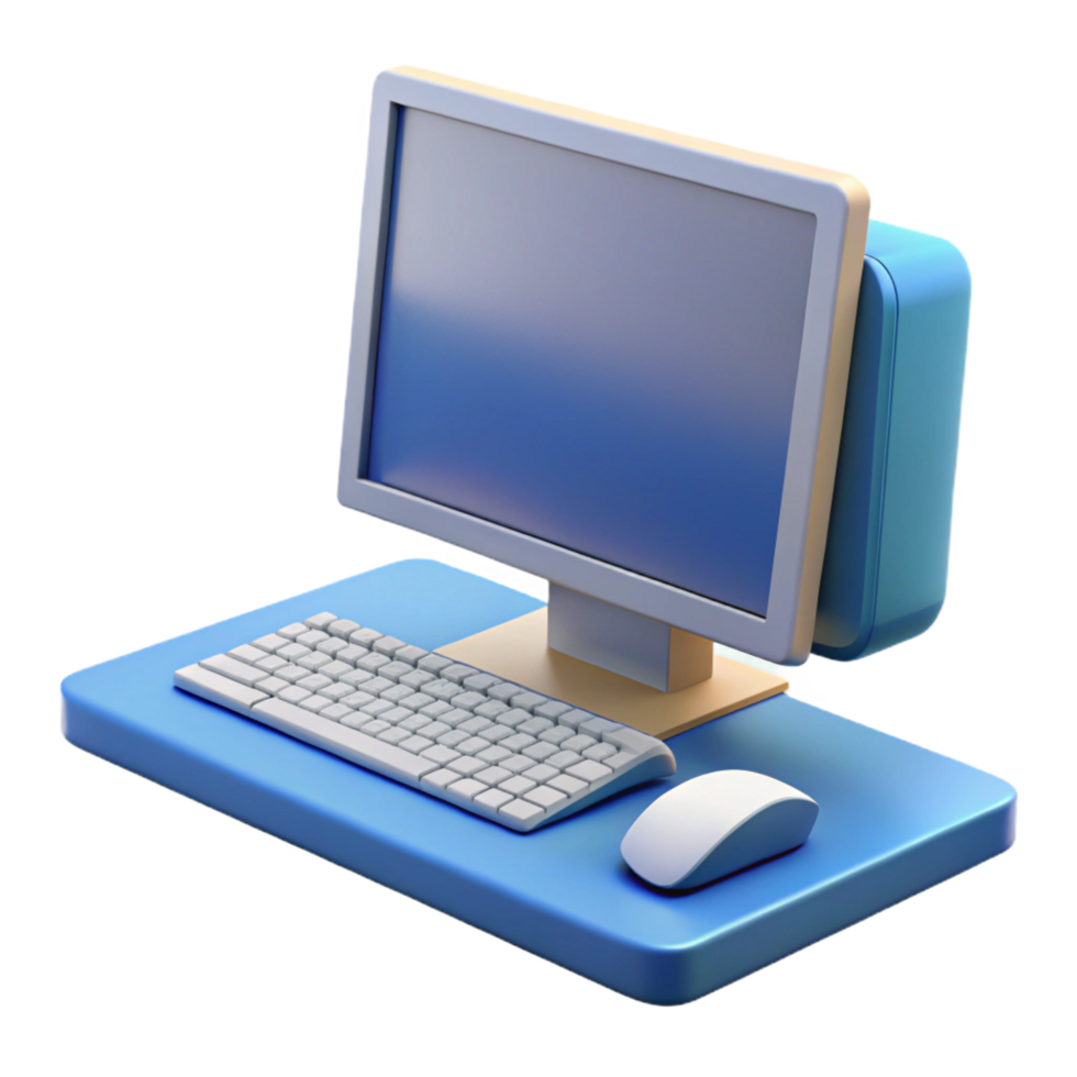 beautiful contemporary Desktop computer with monitor and keyboard high resolution png