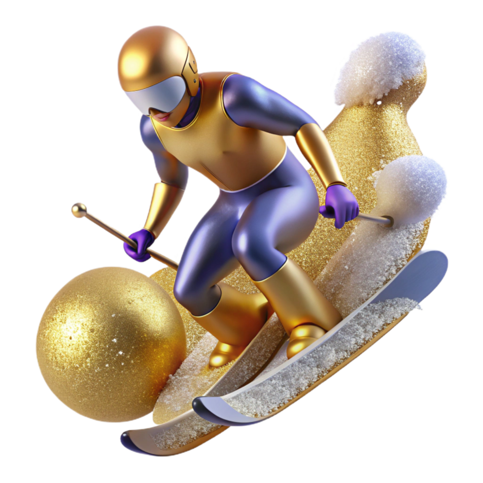 extraordinary modern Skier Downhill Motion Blur Isolated Element detailed png