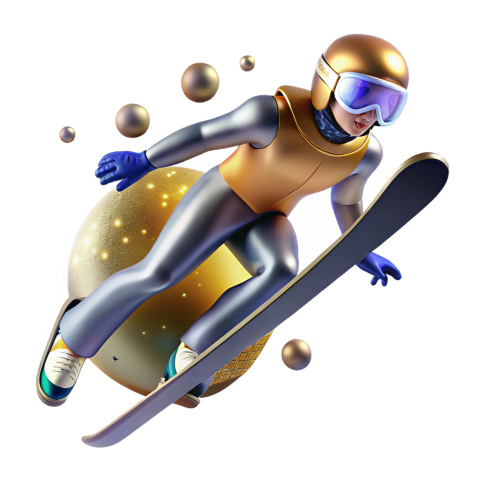 vibrant abstract Ski Jumper Soaring Through Air Cutout with Dynamic Flight high resolution png