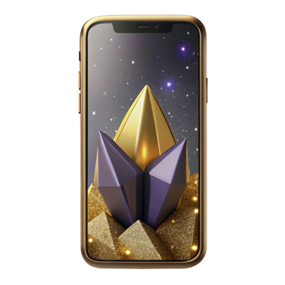 impressive creative Smartphone Front View with Glare Effect Transparent Background png