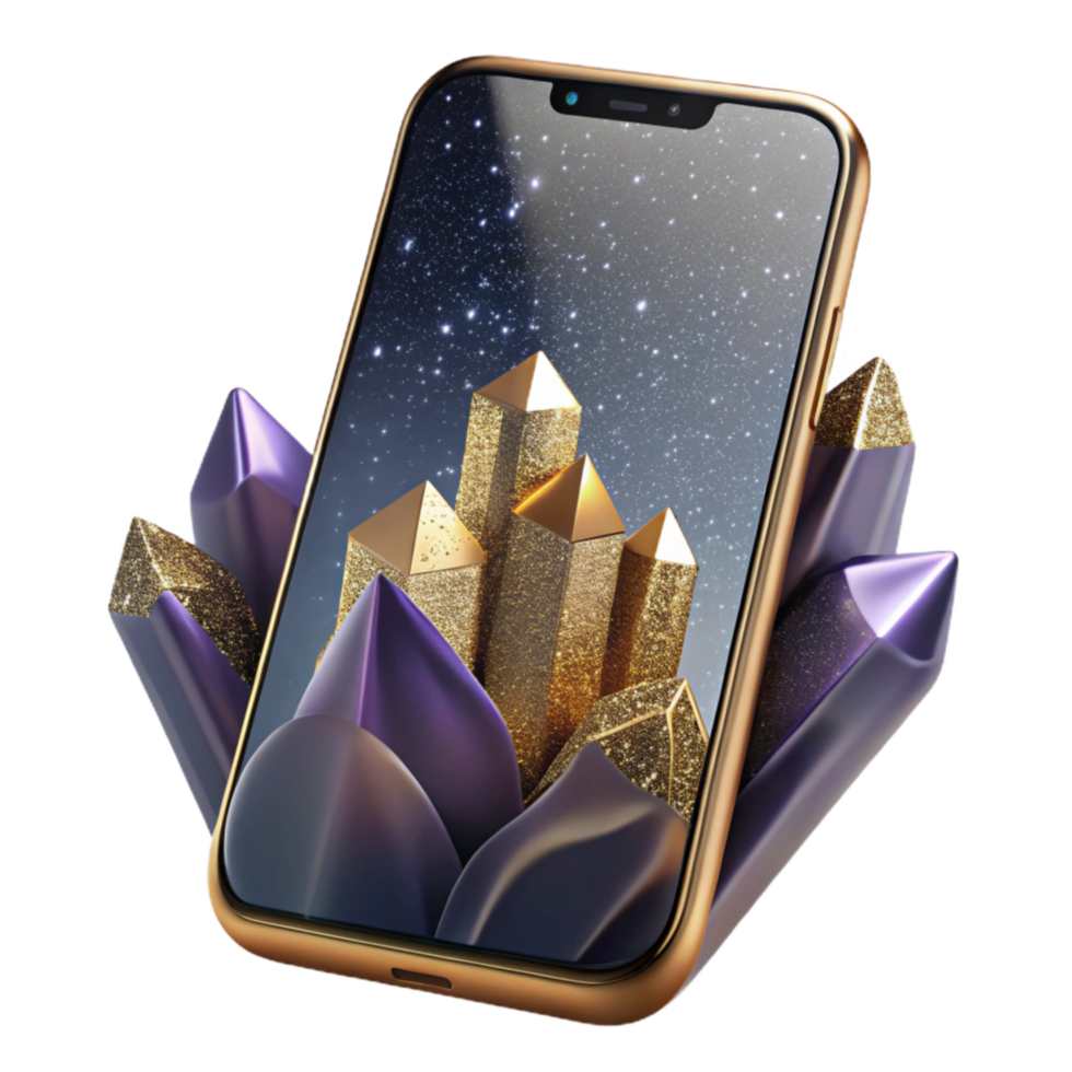 wonderful traditional Smartphone Front View with Glare Effect Transparent Background authentic png
