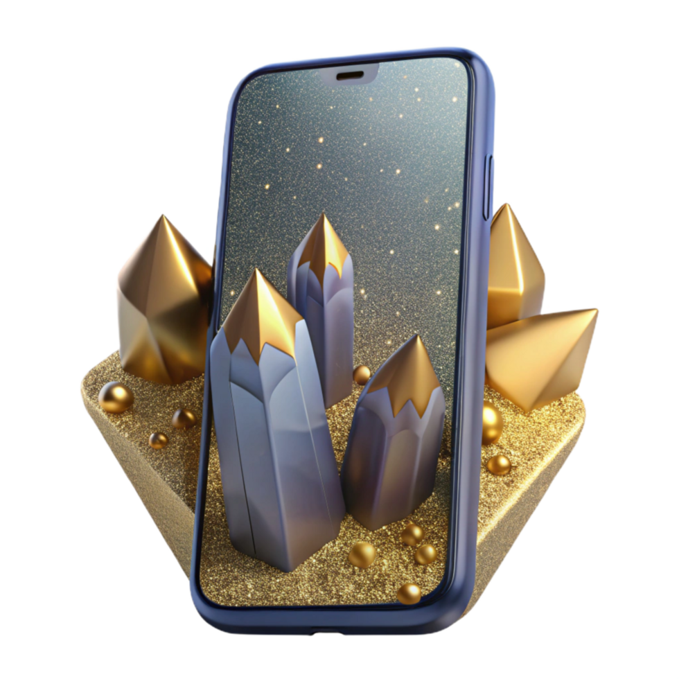 elegant rustic Smartphone Front View with Glare Effect Transparent Background genuine png