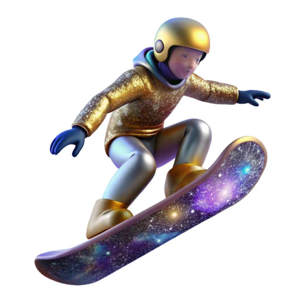 serene abstract Snowboarder Grinding Rail Isolated Element with Stylish Trick professional png