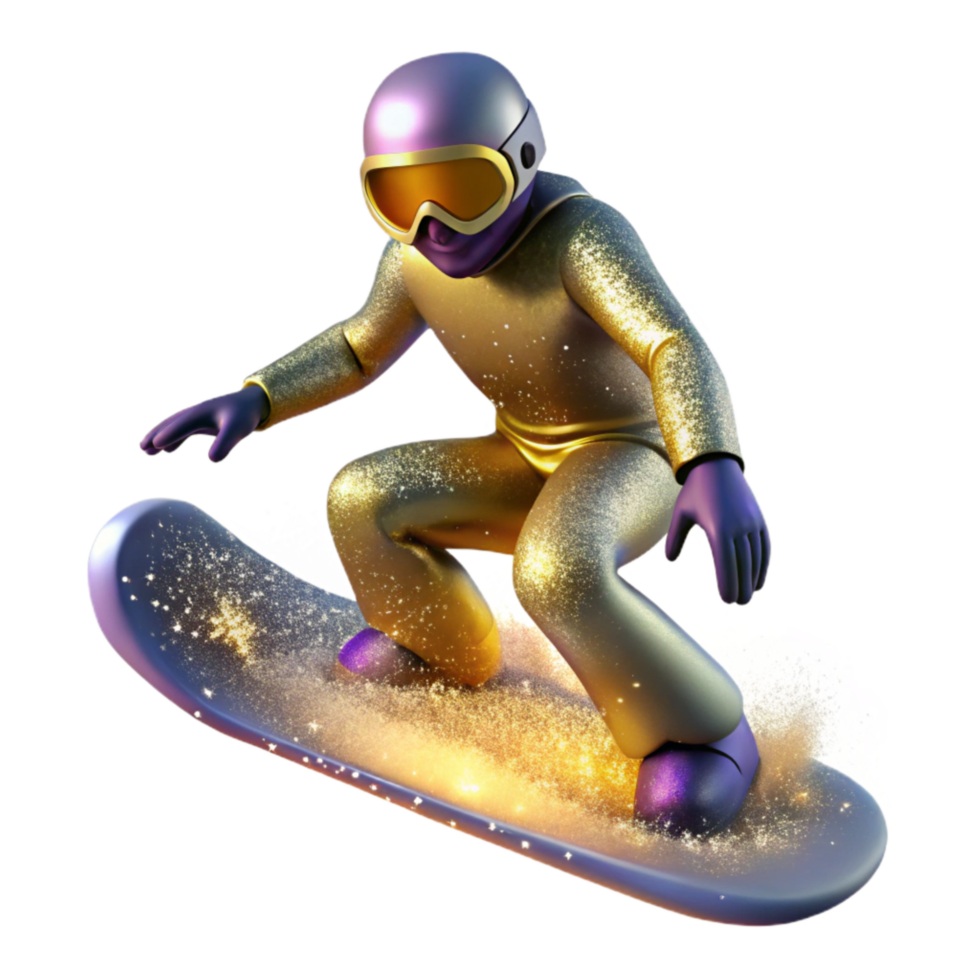 impressive abstract Snowboarder Carving Through Powder Transparent authentic png