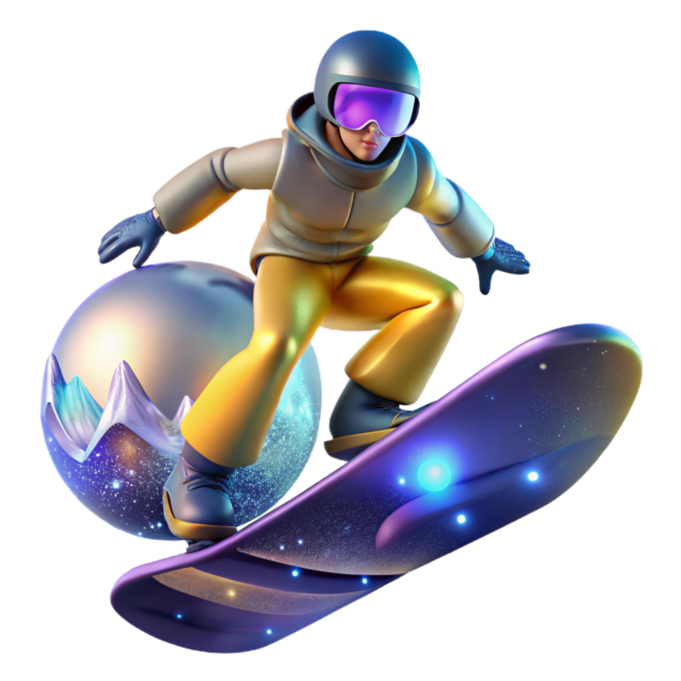 serene modern Snowboarder Performing Trick Cutout with Dynamic Motion authentic png