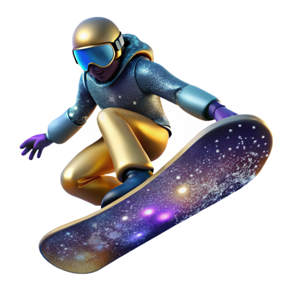 magnificent modern Snowboarder Landing Jump Cutout with Smooth Execution detailed png