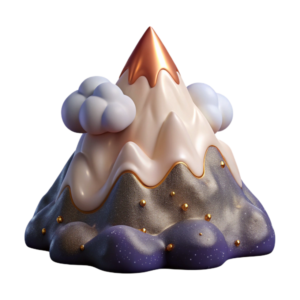 stunning minimalist Snowy Mountain Peak with Clouds Isolated Transparent Background premium png