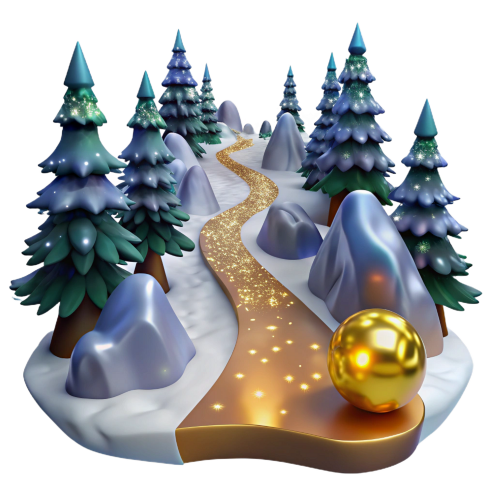 beautiful traditional Snowy Mountain Path with Pine Trees Transparent Element high resolution png