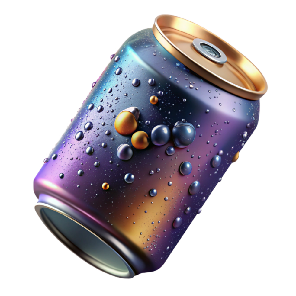 stunning abstract Soda Can with Bubbles and Condensation and Transparent Background original png