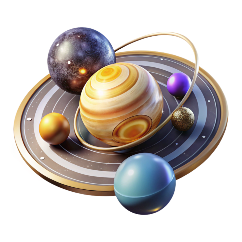 beautiful vintage Solar System Diagram with Planets Labeled Transparent Background png