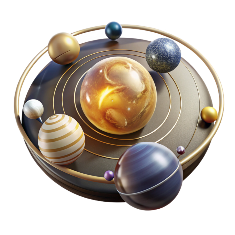 dramatic contemporary Solar System Diagram with Planets Labeled Transparent Background exclusive png