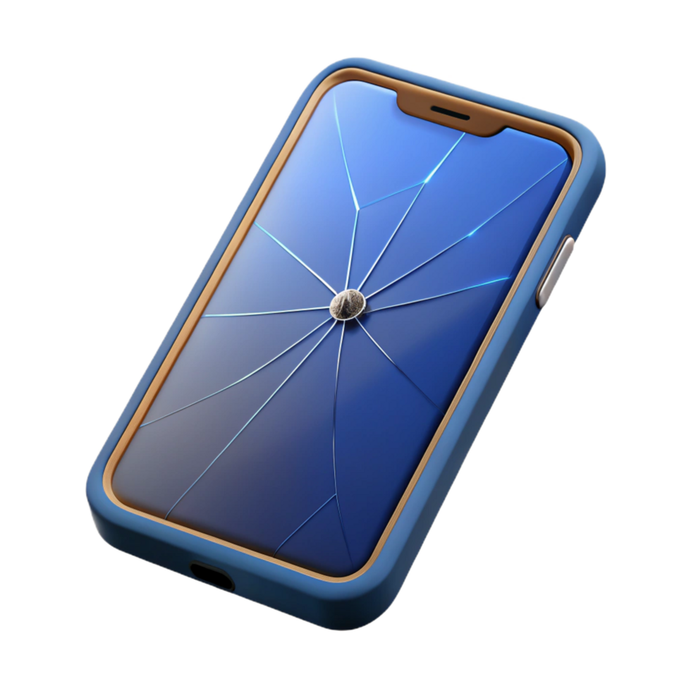 dramatic abstract Smartphone with cracked screen high quality png