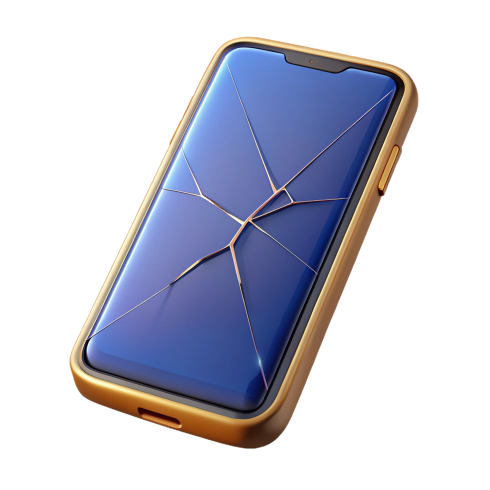 wonderful creative Smartphone with cracked screen original png