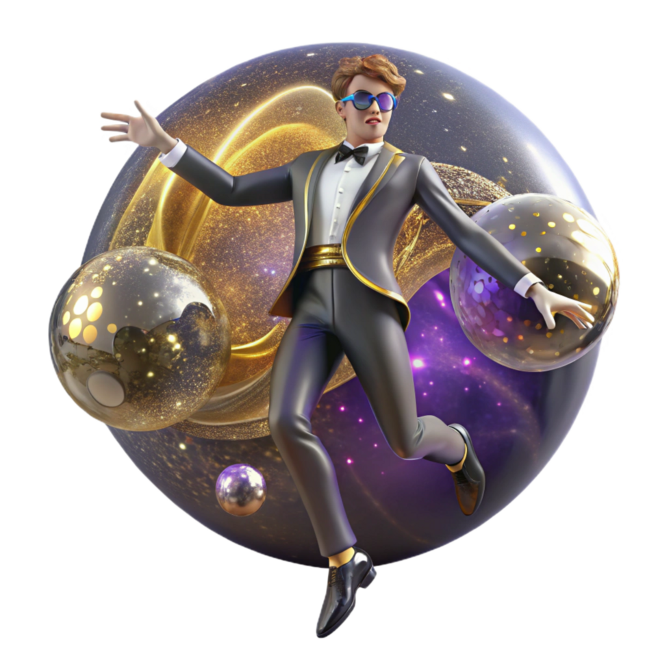 magnificent minimalist Solo Dancer in Black Suit Transparent with Minimalist Style premium png