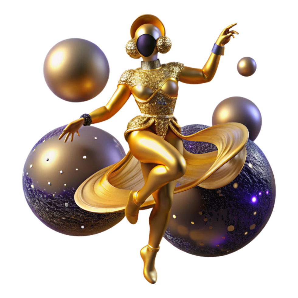 wonderful modern Solo Dancer in Gold Costume Transparent with Minimalist Style png