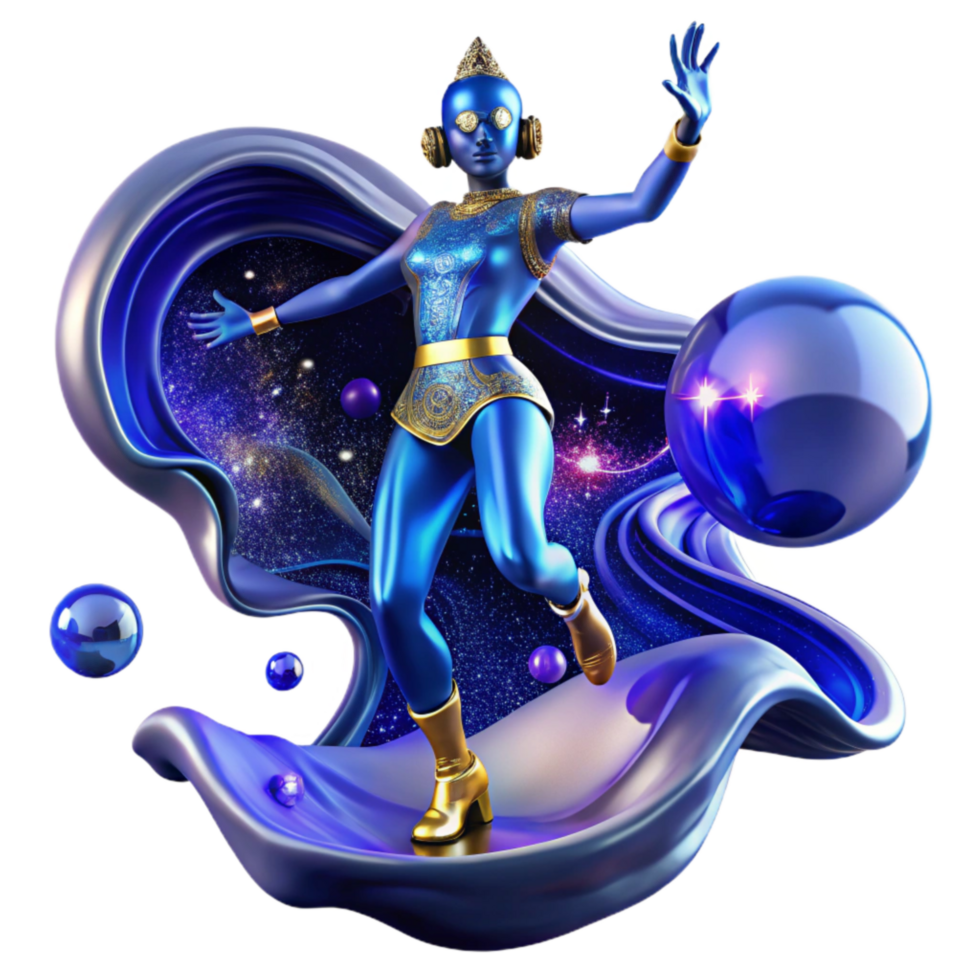 wonderful classic Solo Dancer in Blue Outfit Transparent with Minimalist Style professional png
