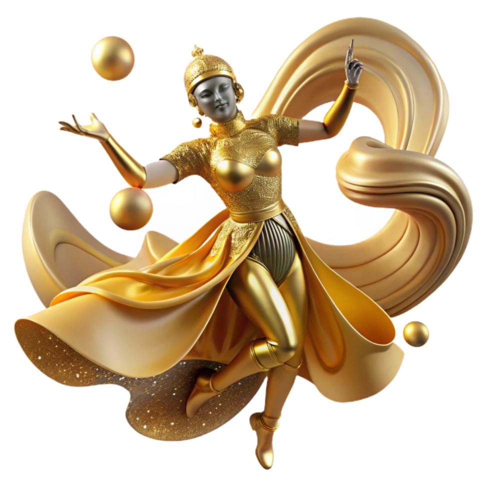 impressive rustic Solo Dancer in Gold Costume Transparent with Minimalist Style genuine png