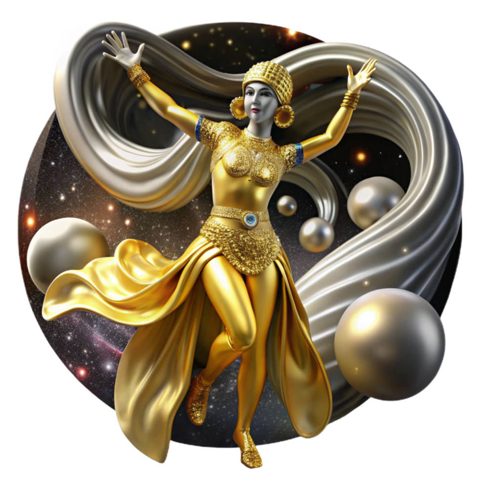 extraordinary modern Solo Dancer in Gold Costume Transparent with Minimalist Style exclusive png