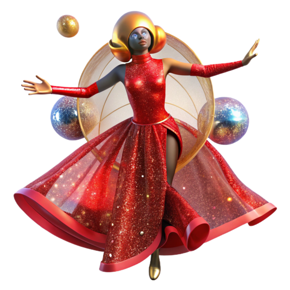 impressive artistic Solo Dancer in Red Dress Transparent with Minimalist Style premium png