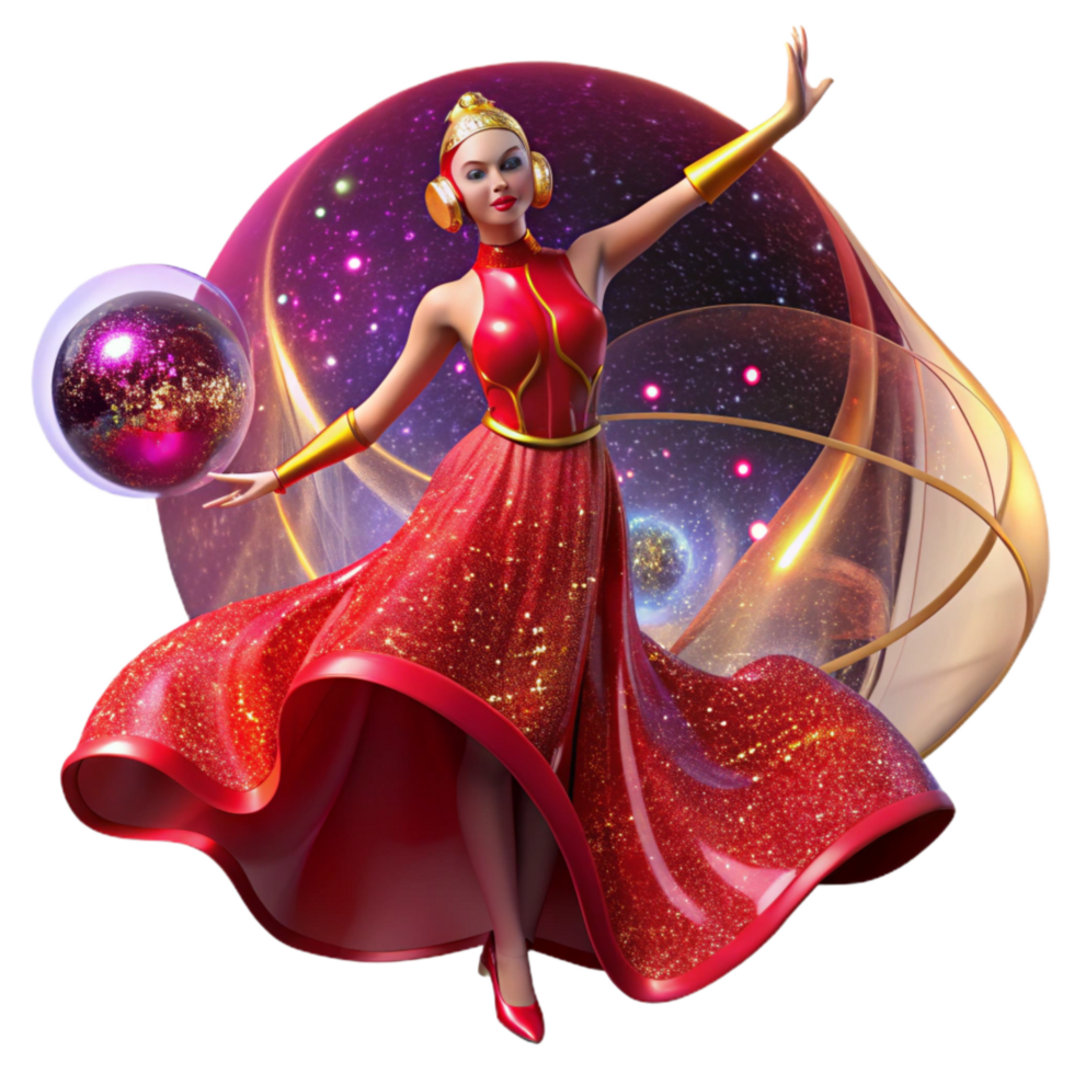 magnificent artistic Solo Dancer in Red Dress Transparent with Minimalist Style png