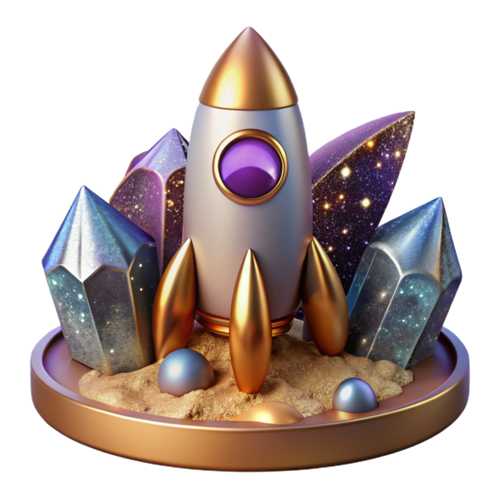 impressive minimalist Space Rocket on Launchpad Cutout Element high resolution png