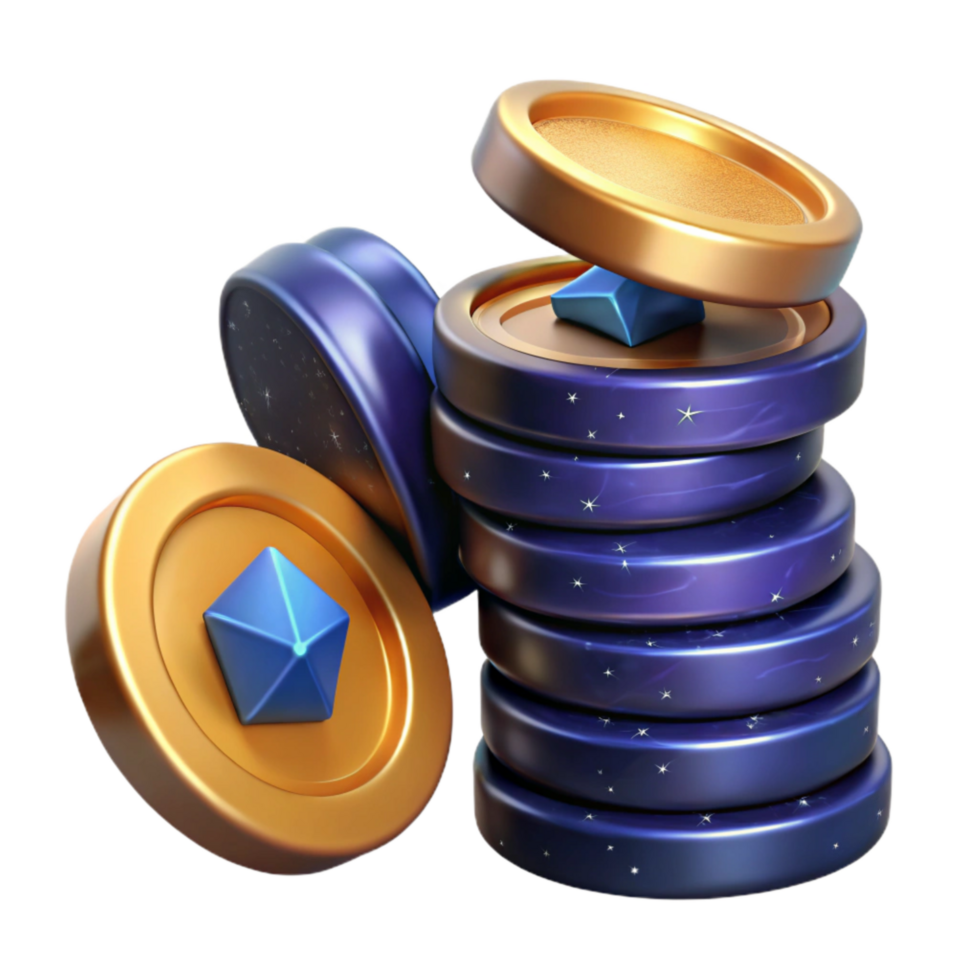 dramatic abstract Stacked Coins Toppling Over Risk Assessment Isolated detailed png