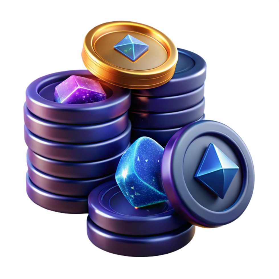 serene rustic Stacked Coins Representing Risk and Reward Transparent Background high quality png