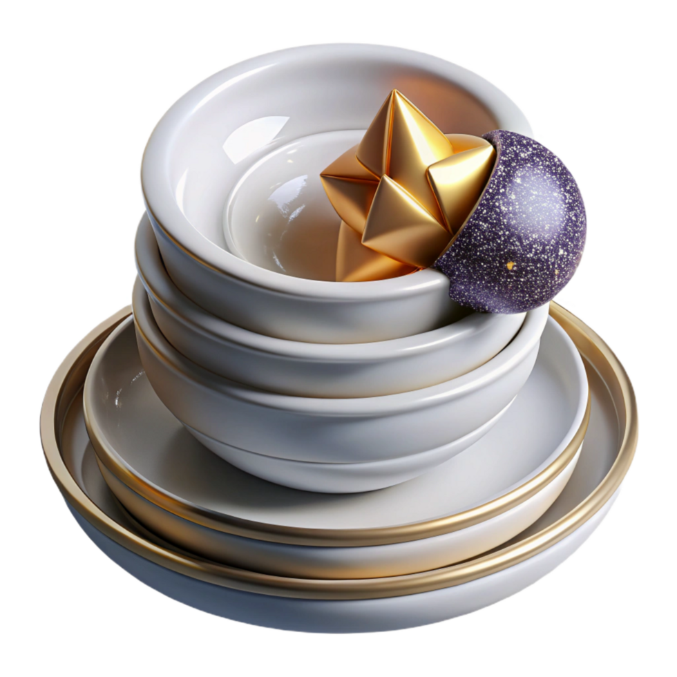 wonderful minimalist Stack of Plates White Ceramic Isolated Element authentic png